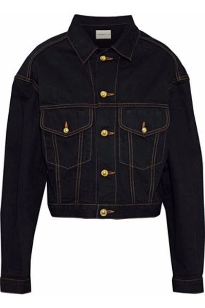 Shop Simon Miller Keya Cropped Denim Jacket In Dark Denim