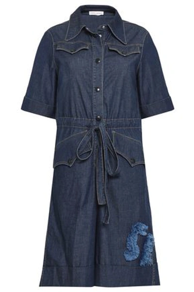 Shop Sonia Rykiel Woman Cotton-blend Chambray Playsuit Blue