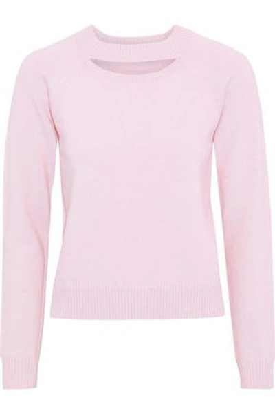 Shop Milly Woman Cutout Wool Sweater Baby Pink
