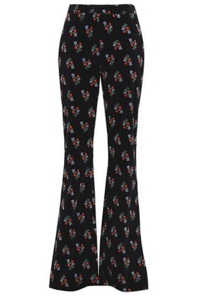 Shop Sonia Rykiel Woman Floral-print Cotton-blend Corduroy Bootcut Pants Black