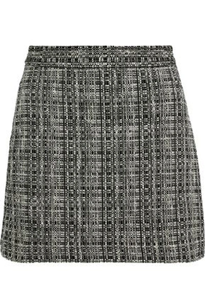 Shop Milly Woman Modern Cotton-blend Tweed Mini Skirt Dark Gray