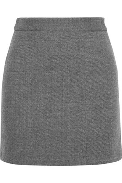 Shop Milly Woman Modern Wool-blend Twill Mini Skirt Gray