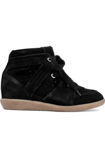 Shop Isabel Marant Woman Bobby Suede Wedge Sneakers Black