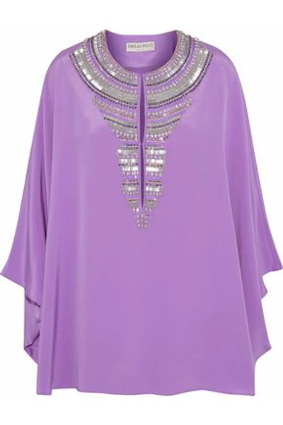 Shop Emilio Pucci Woman Embellished Silk-jersey Tunic Lavender
