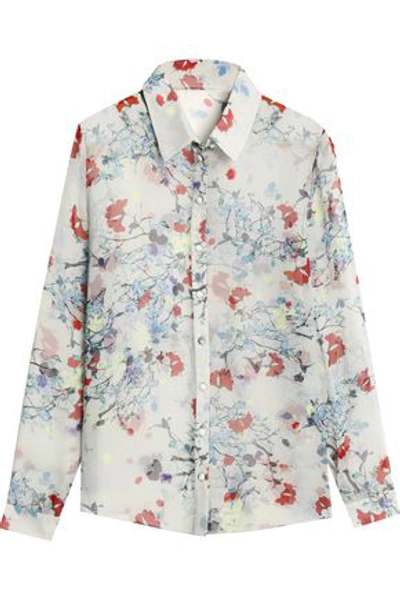 Shop Erdem Floral-print Silk-chiffon Shirt In Light Gray
