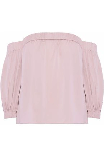 Shop Milly Woman Off-the-shoulder Stretch-silk Top Blush