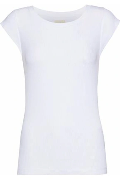 Shop Simon Miller Pala Ribbed Cotton-blend Top In White
