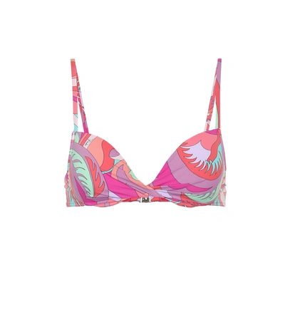 Shop Emilio Pucci Beach Printed Bikini Top In Multicoloured