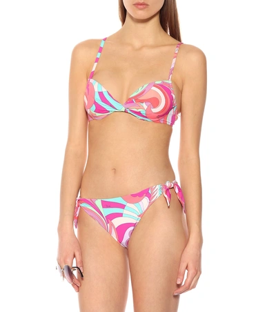 Shop Emilio Pucci Beach Printed Bikini Top In Multicoloured