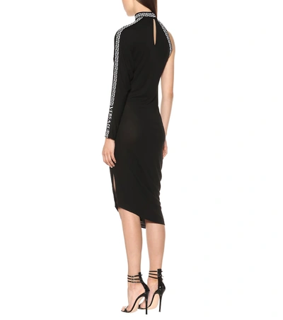 Shop Versace Asymmetrical Stretch Jersey Dress In Black