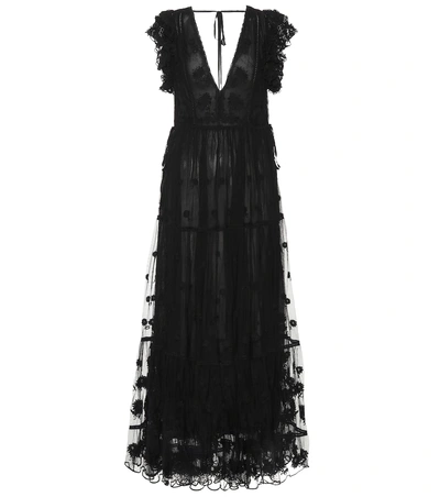 Shop Ulla Johnson Fifi Embroidered Maxi Dress In Black