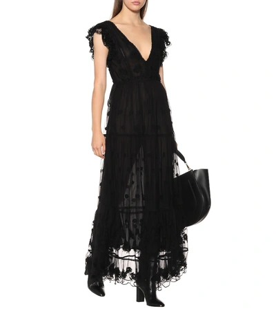 Shop Ulla Johnson Fifi Embroidered Maxi Dress In Black