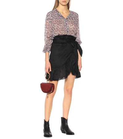 Shop Isabel Marant Étoile Ruffled Linen Miniskirt In Black