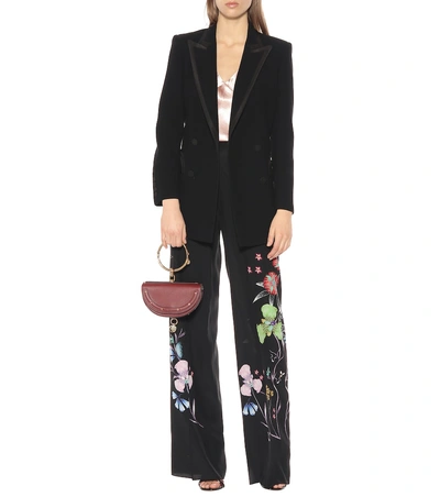 Shop Etro Floral High-rise Silk Pants In Black