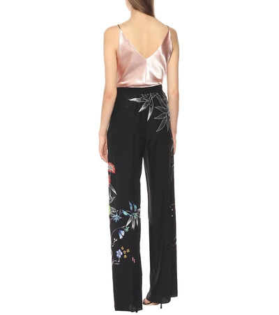 Shop Etro Floral High-rise Silk Pants In Black