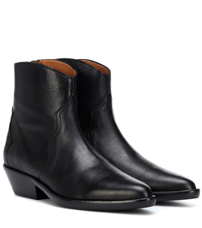 Shop Isabel Marant Danstee Leather Ankle Boots In Black