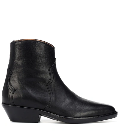 Shop Isabel Marant Danstee Leather Ankle Boots In Black