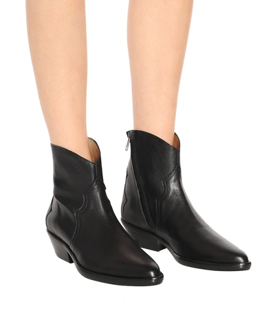 Shop Isabel Marant Danstee Leather Ankle Boots In Black