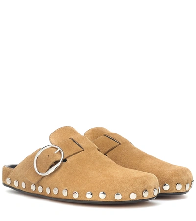 Shop Isabel Marant Mirvin Suede Slippers In Brown