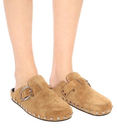 Shop Isabel Marant Mirvin Suede Slippers In Brown