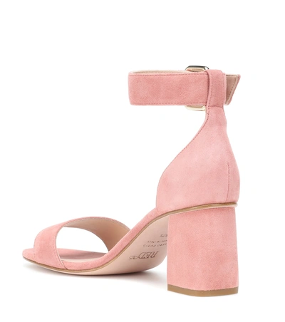 Redv Red (v) Suede Block Heel Pumps In Pink