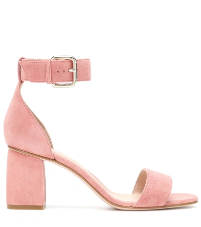Redv Red (v) Suede Block Heel Pumps In Pink