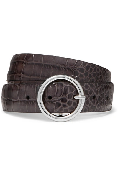Shop Anderson's Croc-effect Leather Belt In Light Gray