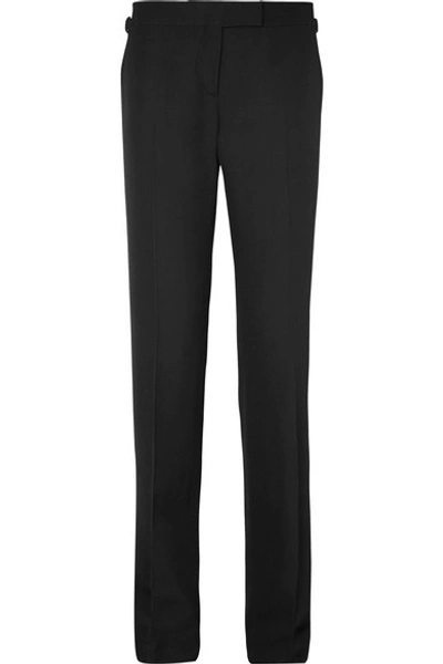 Shop Tom Ford Satin-trimmed Crepe Straight-leg Pants In Black