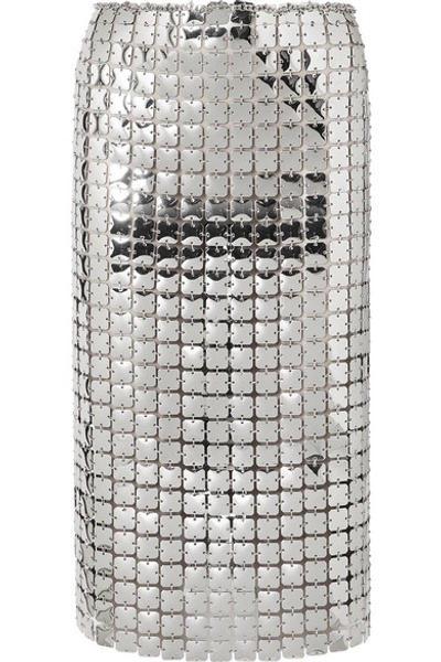 Shop Paco Rabanne Chainmail Midi Skirt In Silver