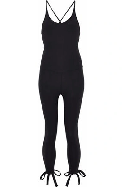Shop Ba & Sh X Ana Heart Ba&sh X Ana Heart Woman Romy Tie-back Stretch-jersey Bodysuit Black
