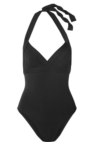 Shop Eres Les Essentiels Cassis Halterneck Swimsuit In Black