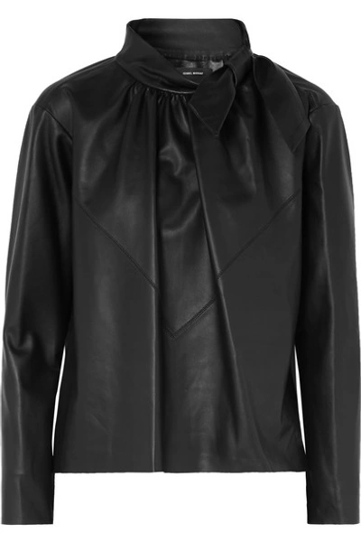 Shop Isabel Marant Chay Textured Leather Blouse In Black