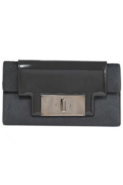 Shop Marc Jacobs Woman Mischief Patent-leather And Calf Hair Clutch Dark Gray