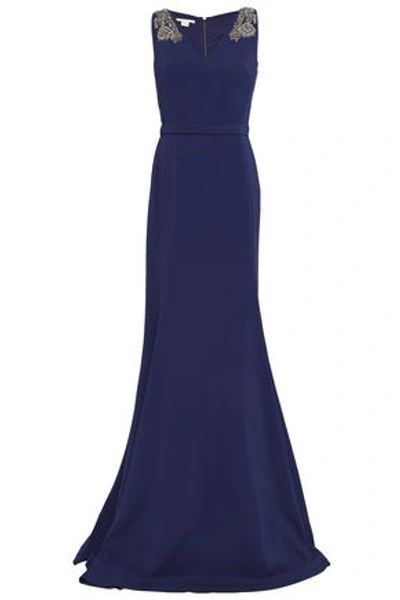 Shop Antonio Berardi Embellished Crepe Gown In Indigo