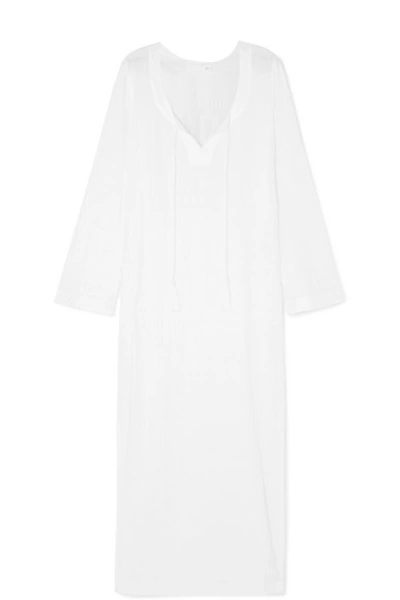 Shop Skin Noemi Textured Cotton-blend Crepon Nightdress In White