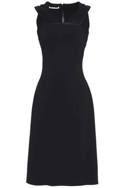 Shop Antonio Berardi Satin-paneled Ponte Dress In Black