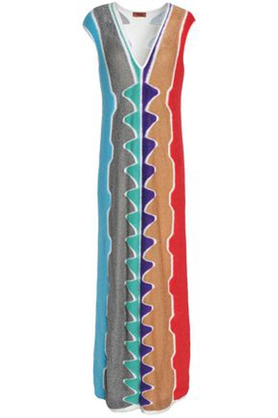 Shop Missoni Woman Paneled Metallic Crochet-knit Maxi Dress Multicolor