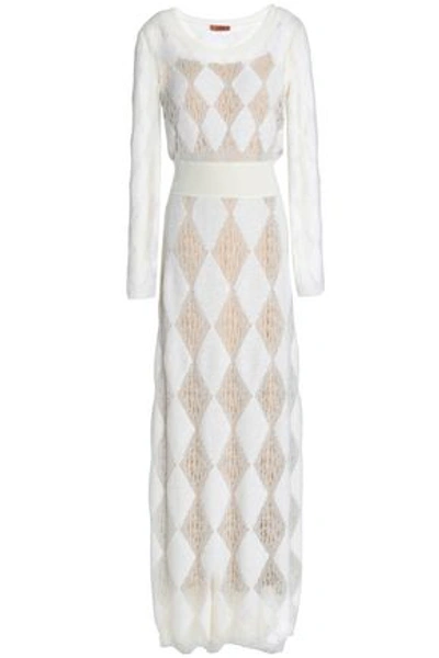 Shop Missoni Woman Crochet And Jacquard-knit Maxi Dress White