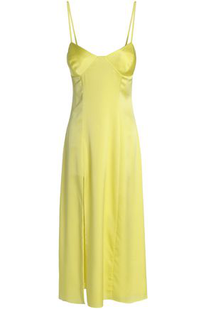 satin midi dress with split