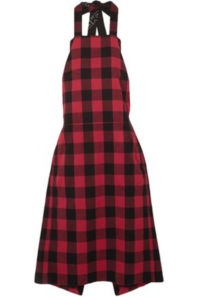 Shop Vetements Woman Checked Cotton-flannel Dress Red