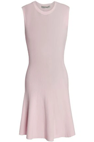 Shop Autumn Cashmere Ribbed-knit Mini Dress In Baby Pink