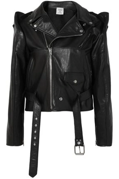 Shop Vetements Convertible Leather Biker Jacket In Black