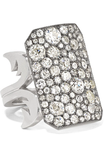 Shop Sylva & Cie 18-karat White Gold, Sterling Silver And Diamond Ring