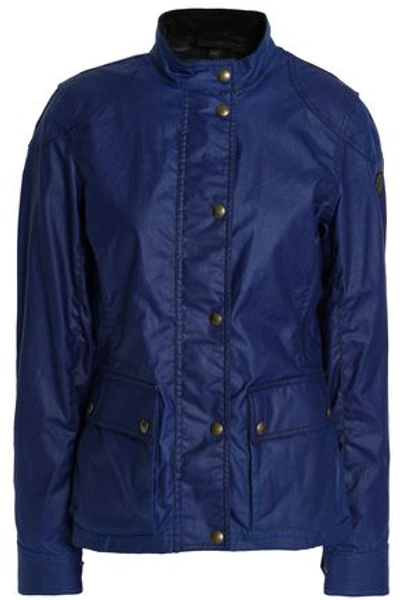 Shop Belstaff Woman Longhan Coated-cotton Jacket Royal Blue