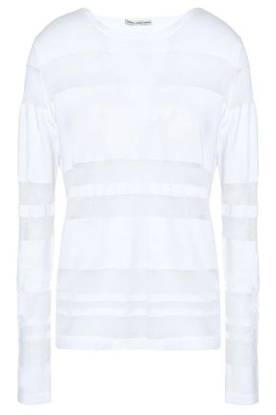 Shop Autumn Cashmere Woman Paneled Cotton Sweater White