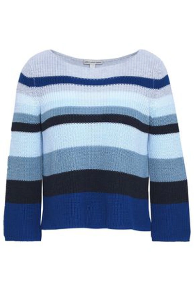 Shop Autumn Cashmere Woman Striped Cotton Sweater Light Blue
