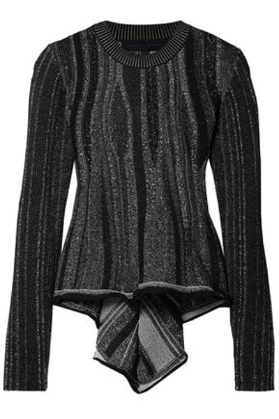 Shop Proenza Schouler Woman Ribbed Stretch-knit Peplum Sweater Black