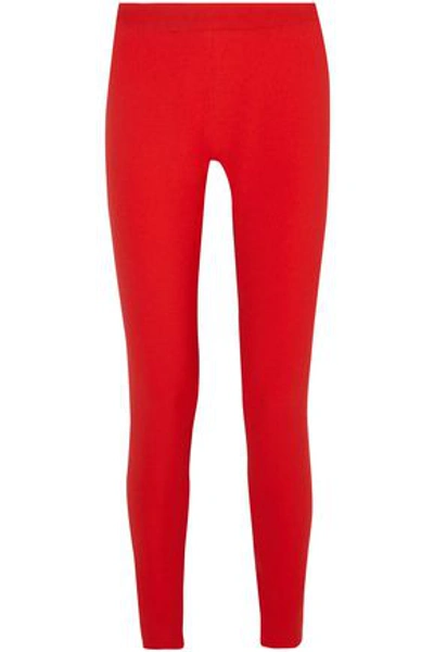 Shop Gareth Pugh Woman Two-tone Crepe Leggings Red