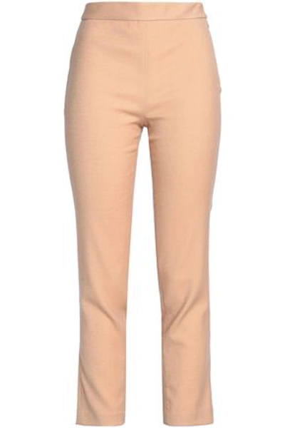 Shop Missoni Woman Wool-blend Flannel Slim-leg Pants Beige In Peach