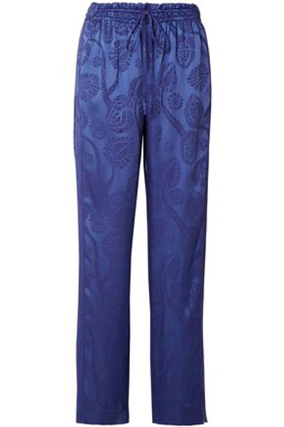 Shop Peter Pilotto Woman Jacquard Straight-leg Pants Blue
